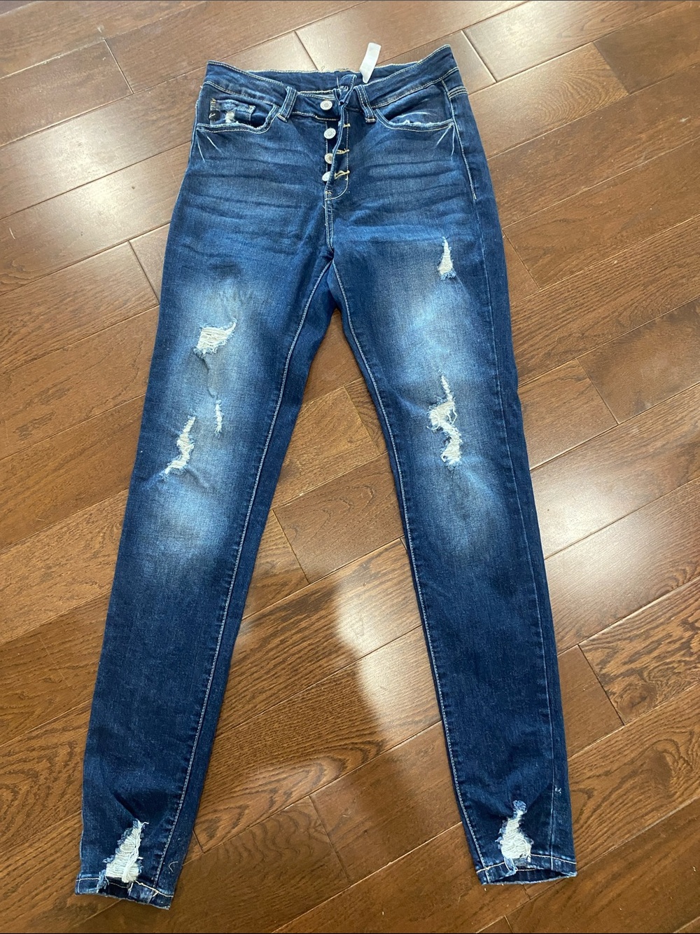 KanCan Women's Dark Blue Distressed Skinny Jeans